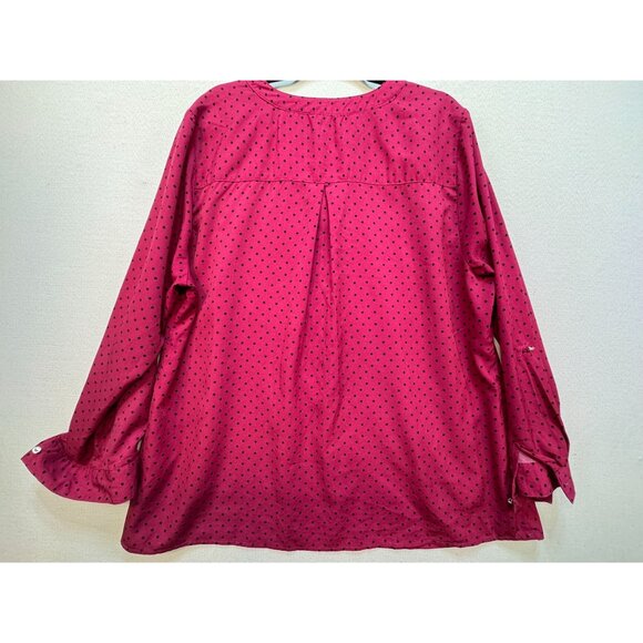Notations Woman Long Sleeves Blouse Size 3X Pink Polka Dots Casual Pockets - Picture 10 of 12